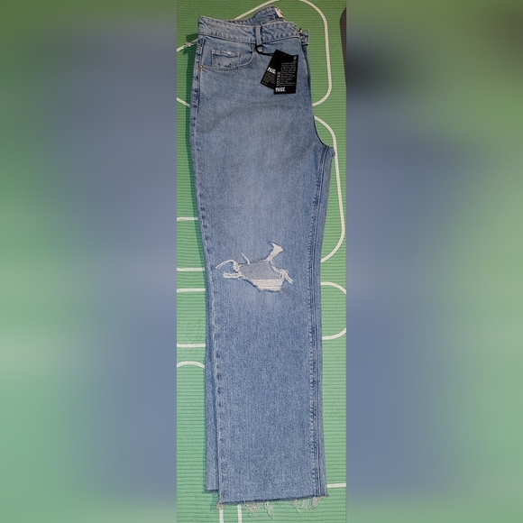 PAIGE STELLA Jeans Straight Crop High Rise Frayed Hem in Gnarly Destructed Sz 34 - Picture 8 of 13